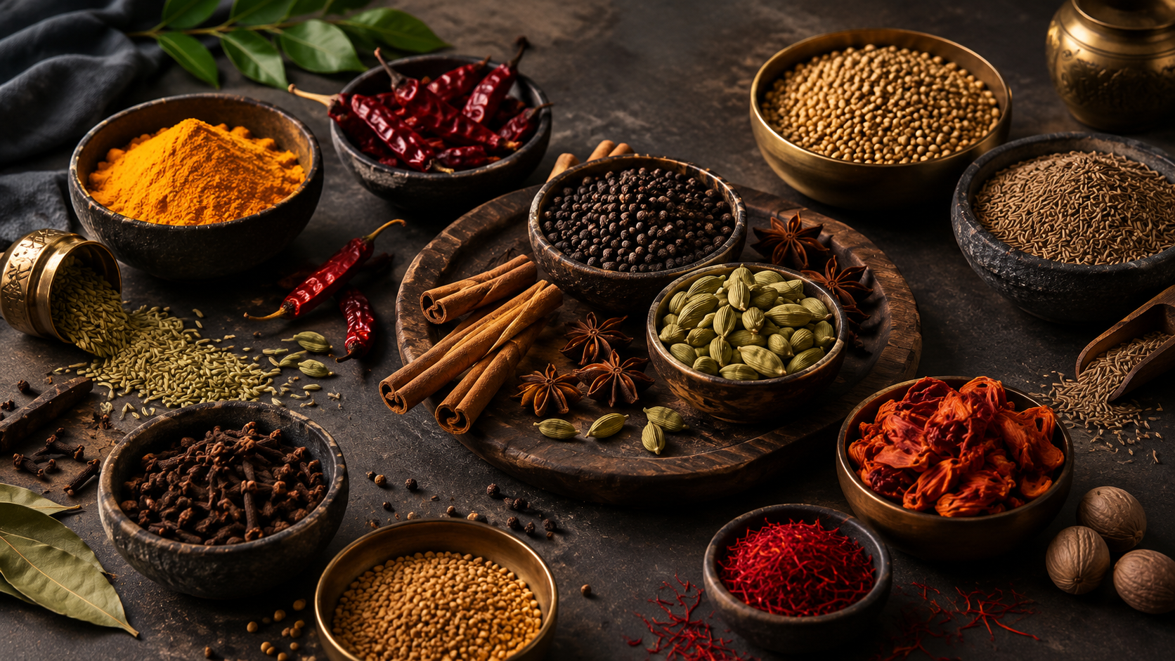A selection of Indian spices supplied by Shree Rajasvi